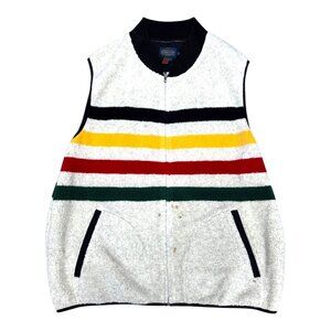 Pendleton Glacier Striped Wool Blend Fleece Vest Sherpa XL Outdoor Layering READ